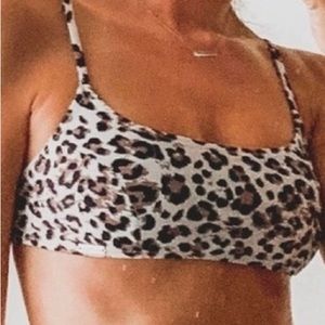BLACKBOUGH Bikini Top Swim Bathing suit‎ Leopard Animal Print Straps Handmade SM